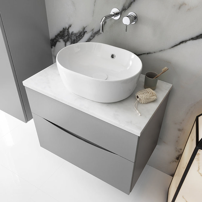 Bauhaus Glide II Vanity Unit + Marble Worktop - Driftwood  Profile Large Image