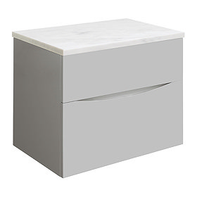 Crosswater Glide II Wall Hung Countertop Vanity Unit - Storm Grey - 700mm Marble Worktop Large Image