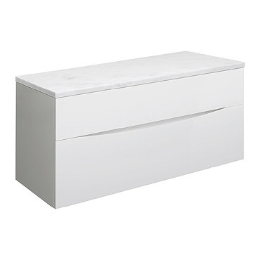 Bauhaus Glide II Vanity Unit + Marble Worktop - White Gloss  Profile Large Image