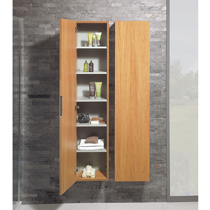 Bauhaus - Linea Wall Hung Tower Unit - Spanish Oak - LN3516FSO Profile Large Image