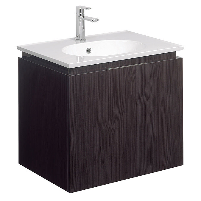 Bauhaus - Linea Wall Hung Vanity Unit with Round Basin - Blackwood - 4 Size Options Large Image