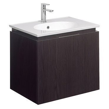 Bauhaus - Linea Wall Hung Vanity Unit with Round Basin - Blackwood - 4 Size Options Profile Large Image