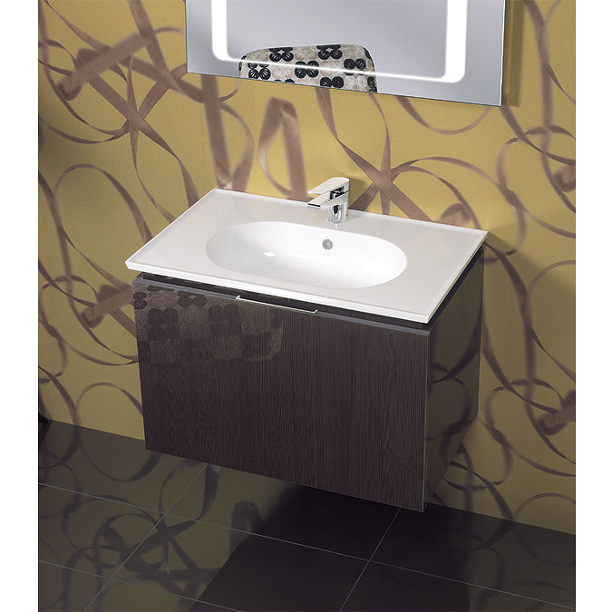 Bauhaus - Linea Wall Hung Vanity Unit with Round Basin - Graphite - 4 Size Options Feature Large Image
