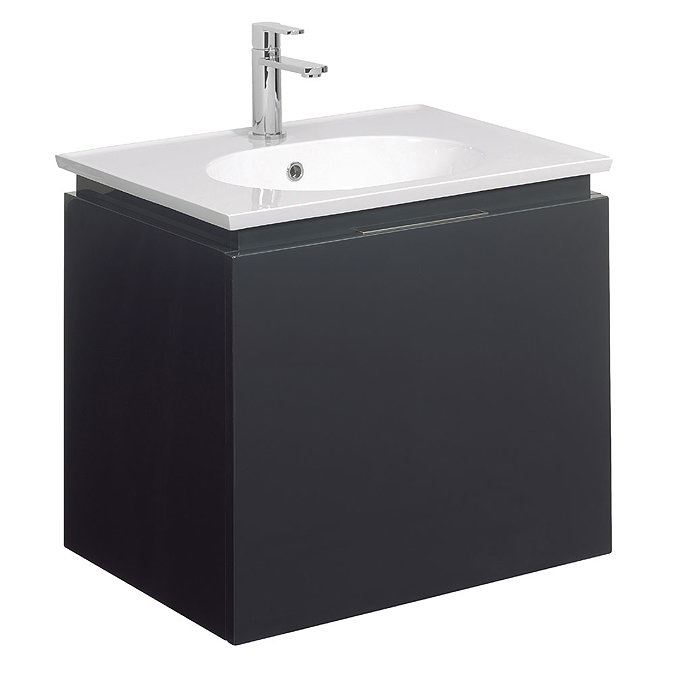Bauhaus - Linea Wall Hung Vanity Unit with Round Basin - Graphite - 4 Size Options Large Image