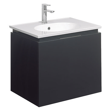 Bauhaus - Linea Wall Hung Vanity Unit with Round Basin - Graphite - 4 Size Options Profile Large Image