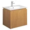 Bauhaus - Linea Wall Hung Vanity Unit with Round Basin - Spanish Oak - 4 Size Options Large Image
