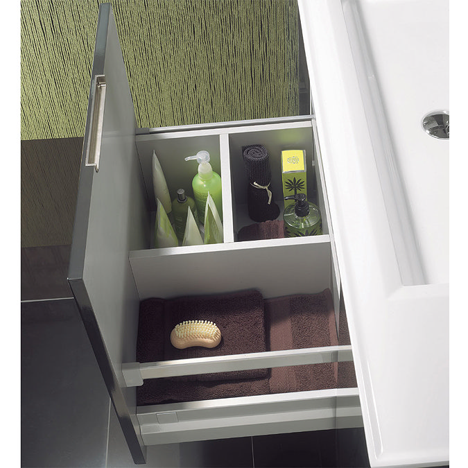 Bauhaus - Linea Wall Hung Vanity Unit with Round Basin - White Gloss - 4 Size Options Profile Large Image