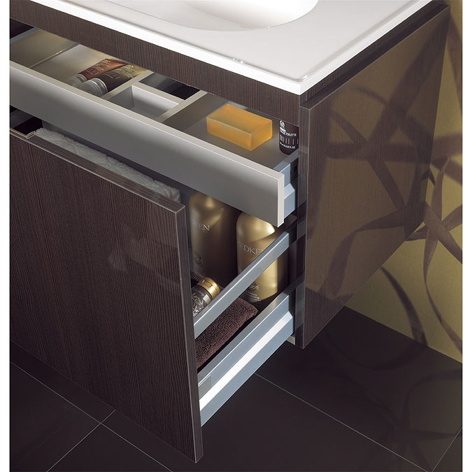 Bauhaus - Linea Wall Hung Vanity Unit with Round Basin - White Gloss - 4 Size Options Standard Large Image