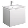 Bauhaus - Linea Wall Hung Vanity Unit with Round Basin - White Gloss - 4 Size Options Large Image