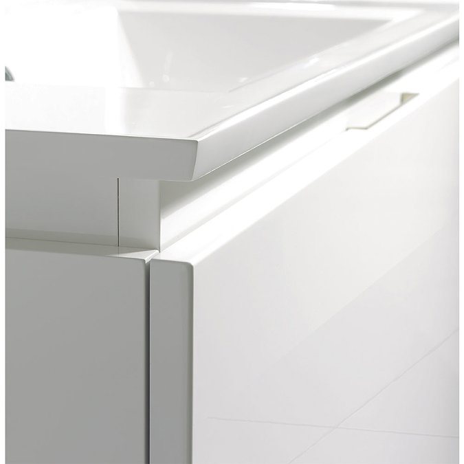 Bauhaus - Linea Wall Hung Vanity Unit with Square Basin - Spanish Oak - 4 Size Options Feature Large Image
