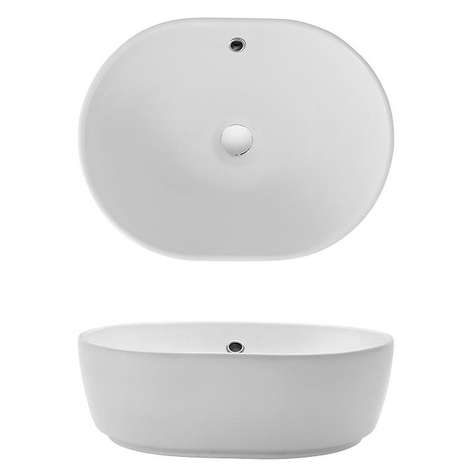 Bauhaus Pearl Countertop Basin with Overflow - 450 x 350mm Large Image