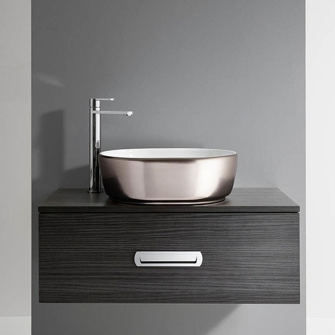 Bauhaus Pearl Platinum Countertop Basin with Overflow - 450 x 350mm  Feature Large Image