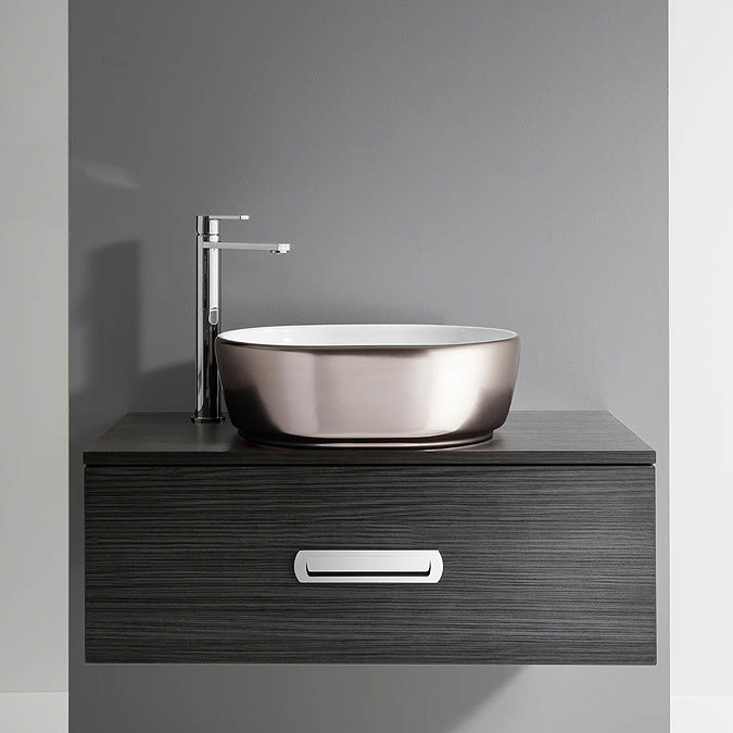 Bauhaus Pearl Platinum Countertop Basin with Overflow - 450 x 350mm Feature Large Image