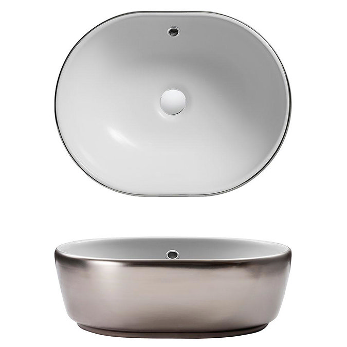 Bauhaus Pearl Platinum Countertop Basin with Overflow - 450 x 350mm Large Image