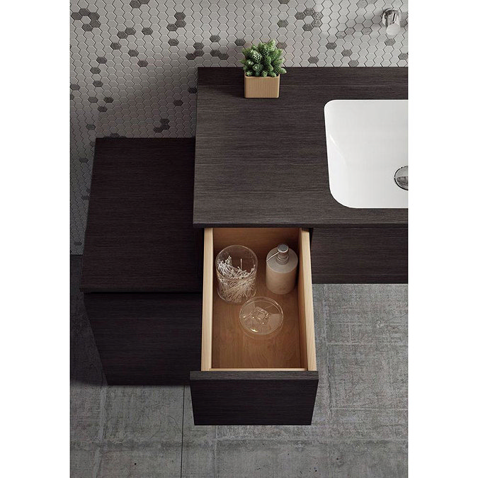 Bauhaus Pier Wall Hung Console Unit & Basin - Ebony In Bathroom Large Image