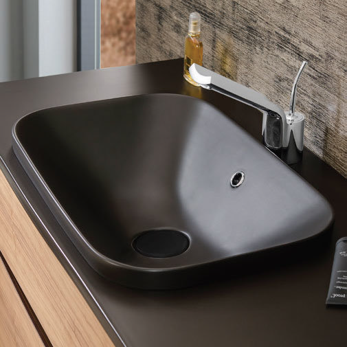 Bauhaus Plus+Ton Ceramic Inset Basin - Matt Black Large Image