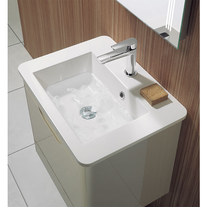 Bauhaus - Solo Wall Hung Single Drawer Vanity Unit and Basin - Calico - SO55DCC Profile Large Image