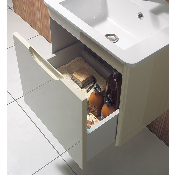 Bauhaus - Solo Wall Hung Single Drawer Vanity Unit and Basin - Graphite - SO55DGR In Bathroom Large