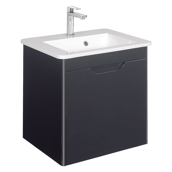 Bauhaus - Solo Wall Hung Single Drawer Vanity Unit and Basin - Graphite - SO55DGR Large Image