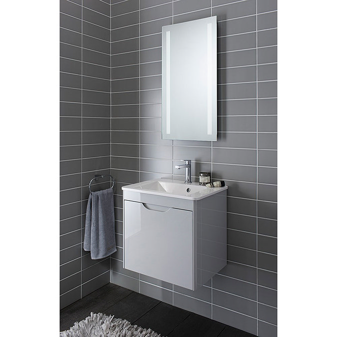 Bauhaus - Solo Wall Hung Single Drawer Vanity Unit and Basin - Quartz - SO55DQZ additional Large Ima