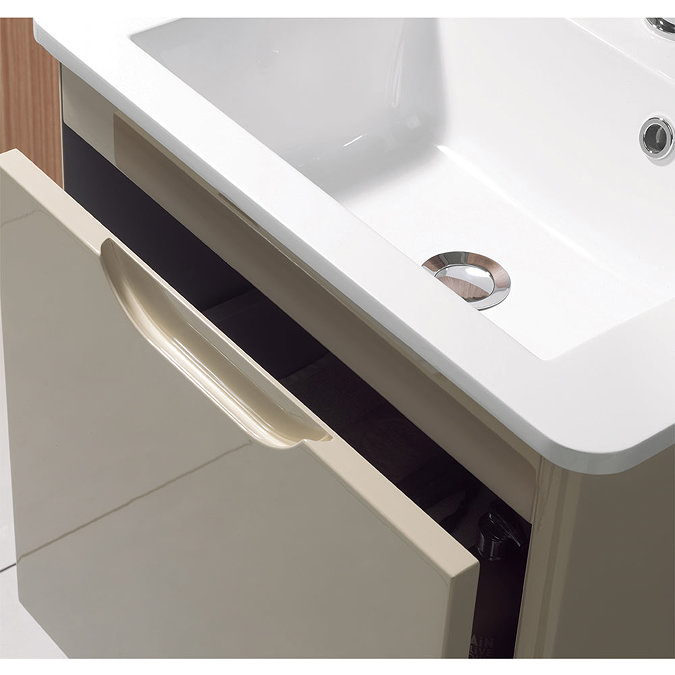 Bauhaus - Solo Wall Hung Single Drawer Vanity Unit and Basin - White Gloss - SO55DWG Standard Large 