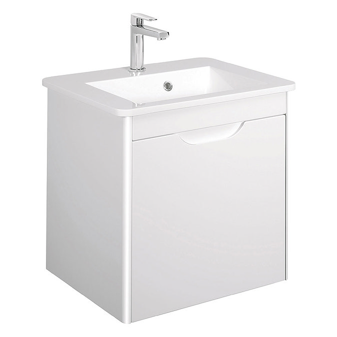 Bauhaus - Solo Wall Hung Single Drawer Vanity Unit and Basin - White Gloss - SO55DWG Large Image