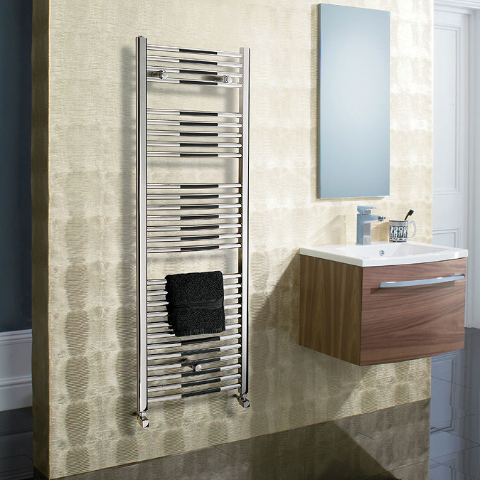 Bauhaus - Stream Curved Panel Towel Rail - Chrome - Various Size Options Feature Large Image