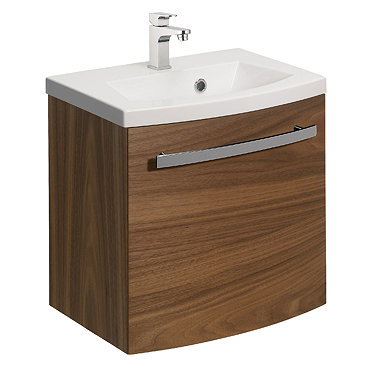 Bauhaus - Stream Wall Hung Vanity Unit with Basin - American Walnut - 3 Size Options Profile Large I