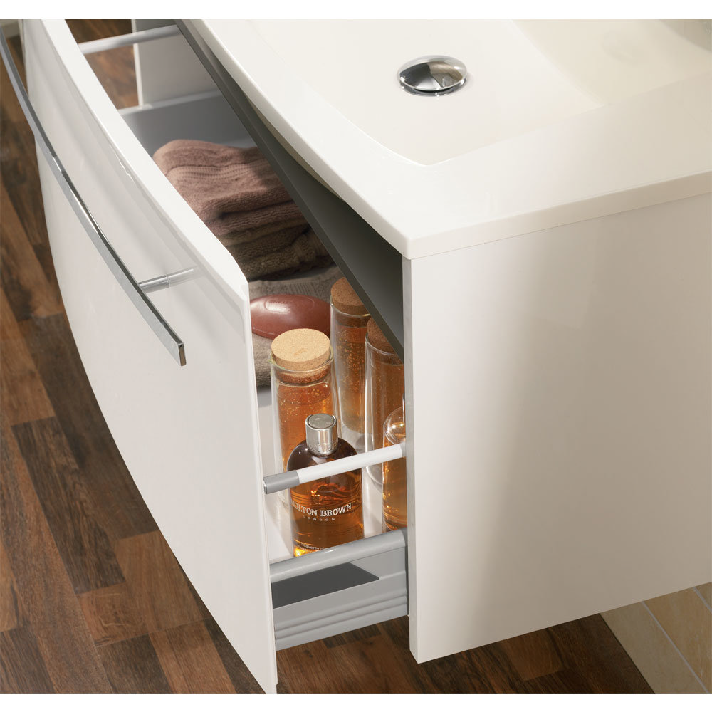 Bauhaus Stream Wall Hung Vanity Unit with Basin White Gloss