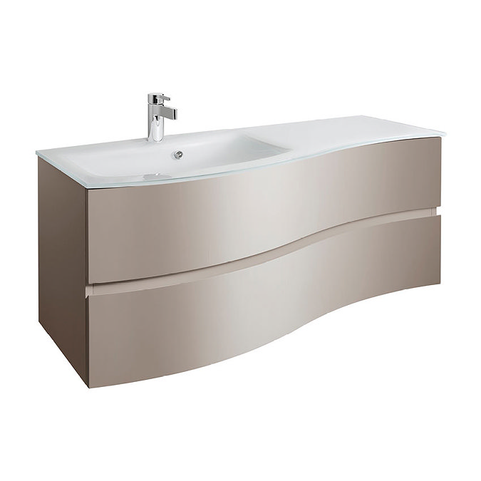 Bauhaus Svelte 120 Two Drawer Vanity Unit & Ice White Glass Basin - Matt Coffee Large Image