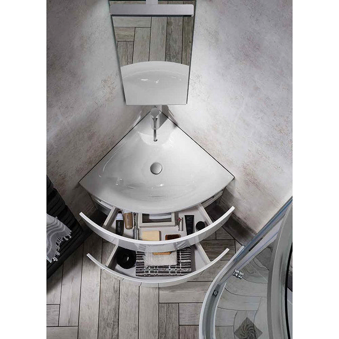 Bauhaus Svelte Two Drawer Corner Unit & Basin - Storm Grey Matt  Profile Large Image