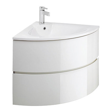 Bauhaus - Svelte Two Drawer Corner Unit & Basin - White Gloss Profile Large Image