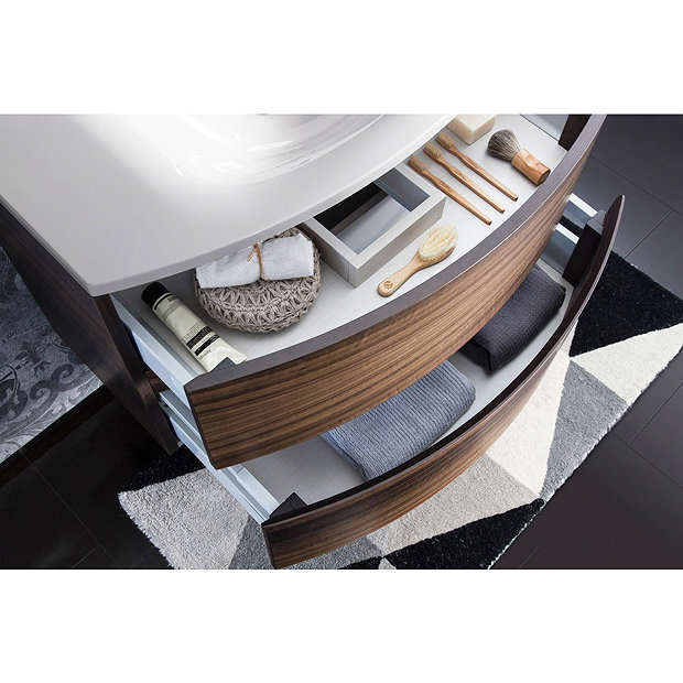 Bauhaus Svelte 2 Drawer Vanity Unit & Basin American Walnut