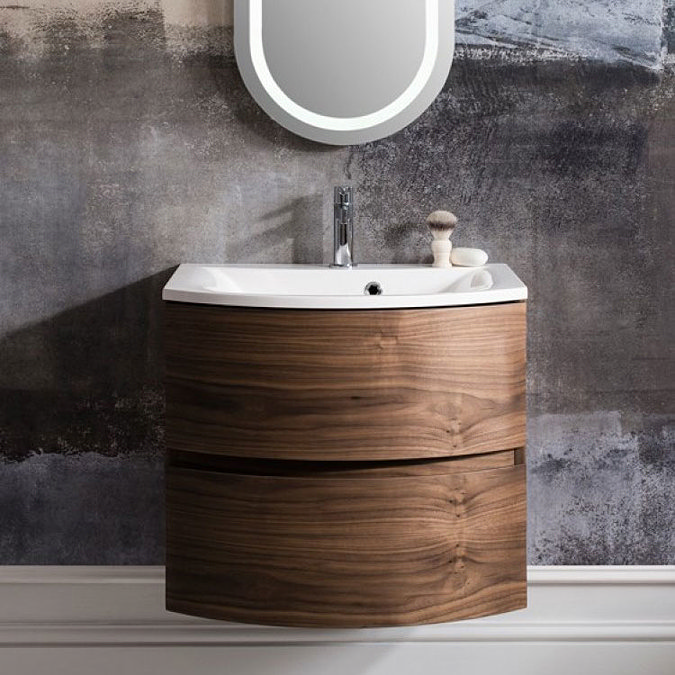 Bauhaus - Svelte Two Drawer Vanity Unit & Basin - American Walnut additional Large Image