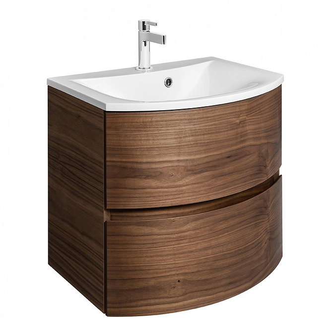 Bauhaus - Svelte Two Drawer Vanity Unit & Basin - American Walnut Large Image