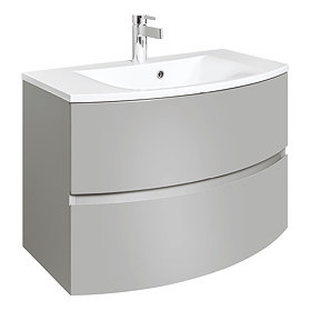 Crosswater Svelte 80 Two Drawer Vanity Unit & Basin - Storm Grey Matt Large Image