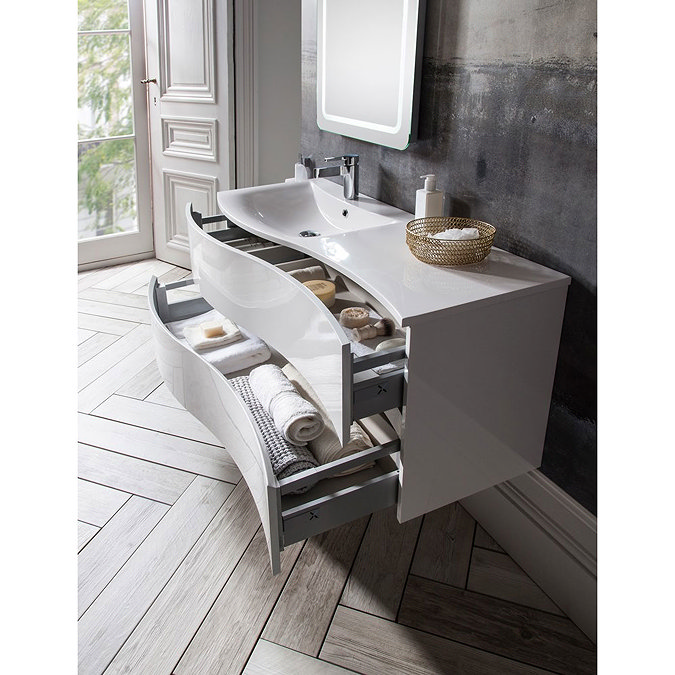 Bauhaus - Svelte Two Drawer Vanity Unit & Basin - White Gloss Profile Large Image