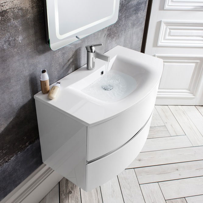 Bauhaus - Svelte Two Drawer Vanity Unit & Basin - White Gloss In Bathroom Large Image