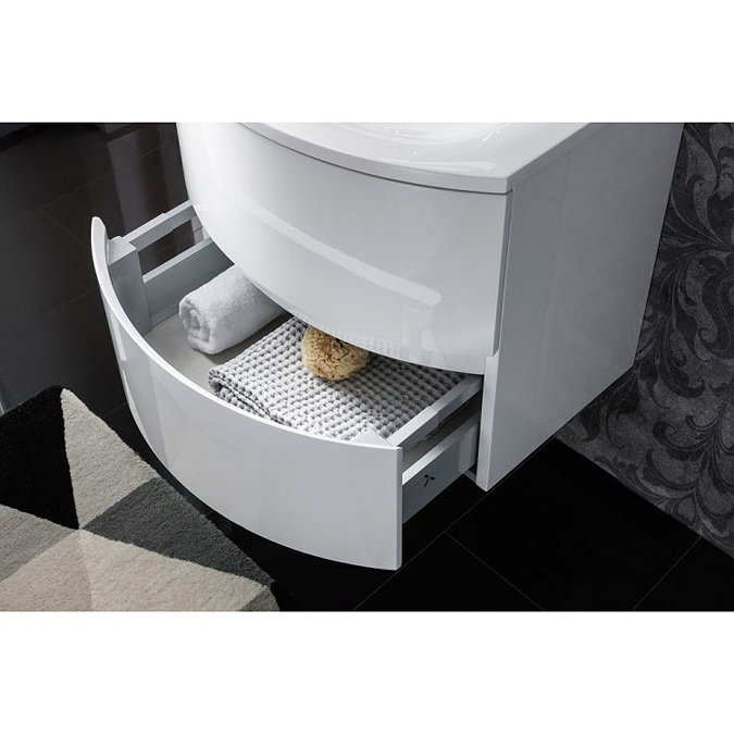 Bauhaus - Svelte Two Drawer Vanity Unit & Basin - White Gloss additional Large Image