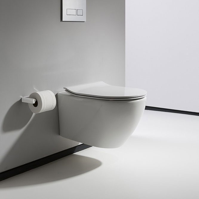 Bauhaus - Svelte Wall Hung Pan with Soft Close Seat - White Large Image