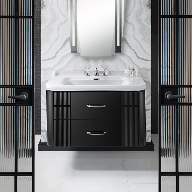 Bauhaus Waldorf 1000mm Wall Hung Vanity Unit with Bow Handles  In Bathroom Large Image