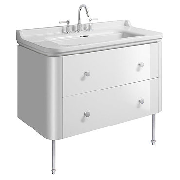 Bauhaus Waldorf 1000mm Wall Hung Vanity Unit with Chrome Legs + Knobs  Profile Large Image
