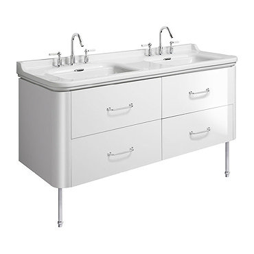 Bauhaus Waldorf 1500mm Wall Hung Vanity Unit with Chrome Legs + Bow Handles  Profile Large Image