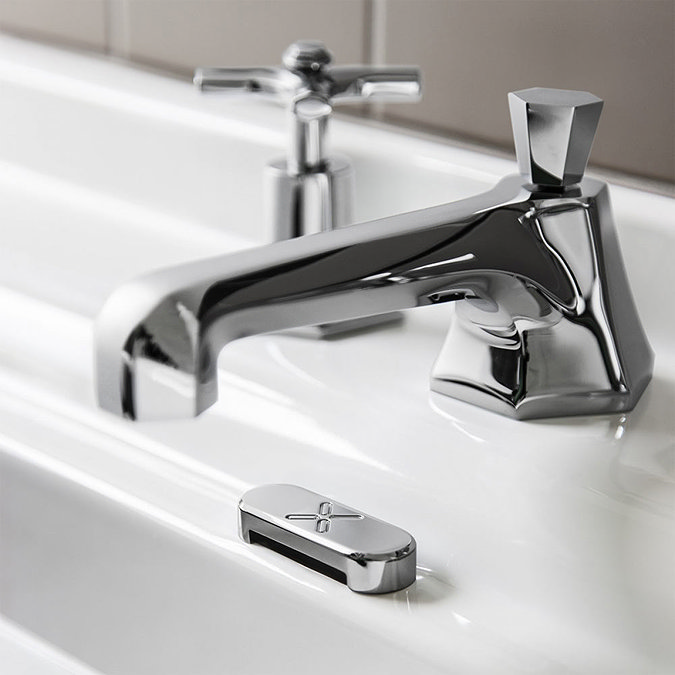 Bauhaus Waldorf 1500mm Wall Hung Vanity Unit with Chrome Legs + Knobs Standard Large Image