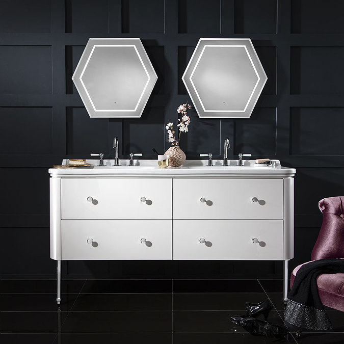 Bauhaus Waldorf 1500mm Wall Hung Vanity Unit with Chrome Legs + Knobs In Bathroom Large Image