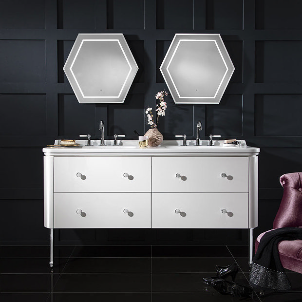 Bauhaus Waldorf 1500mm Wall Hung Vanity Unit with Chrome Legs + Knobs