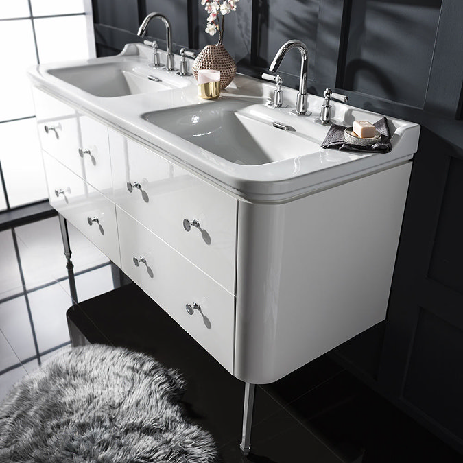 Bauhaus Waldorf 1500mm Wall Hung Vanity Unit with Chrome Legs + Knobs additional Large Image