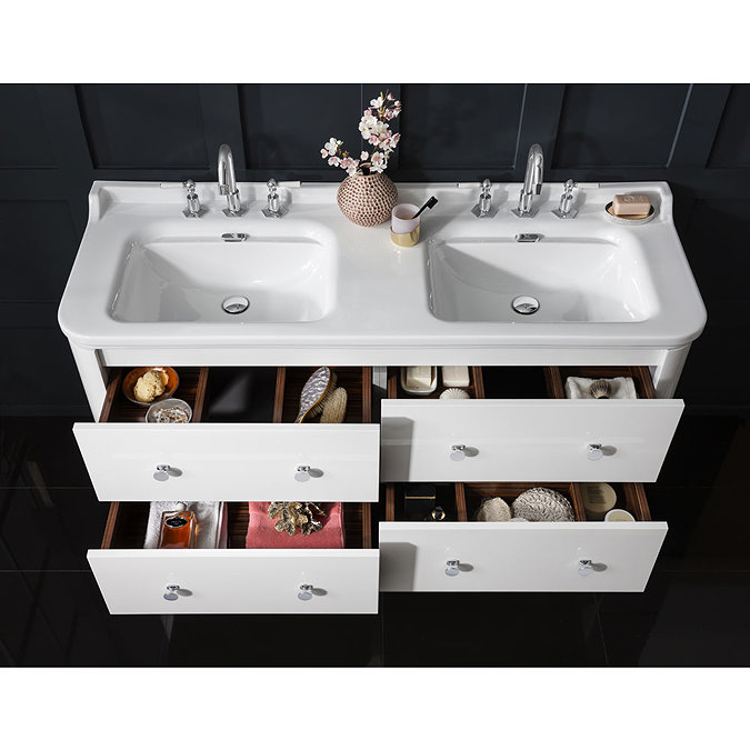 Bauhaus Waldorf 1500mm Wall Hung Vanity Unit with Chrome Legs + Knobs Newest Large Image