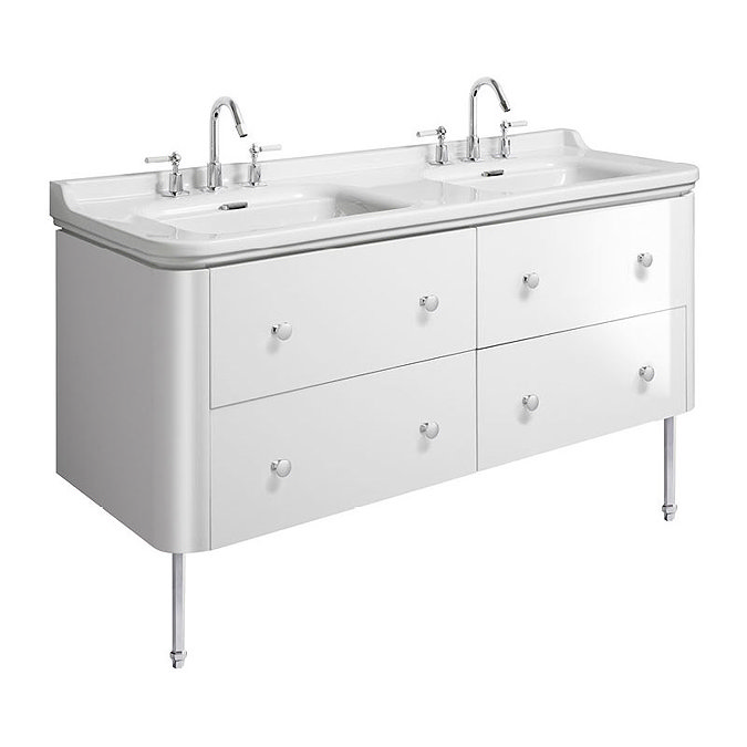 Bauhaus Waldorf 1500mm Wall Hung Vanity Unit with Chrome Legs + Knobs Large Image