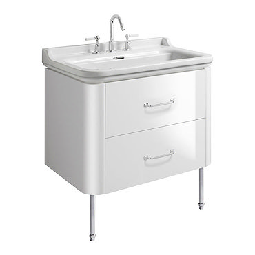 Bauhaus Waldorf 800mm Wall Hung Vanity Unit with Chrome Legs + Bow Handles  Profile Large Image